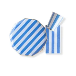 Discount Bonjour Fete Palisades Blue Signature Cabana Stripe Plates