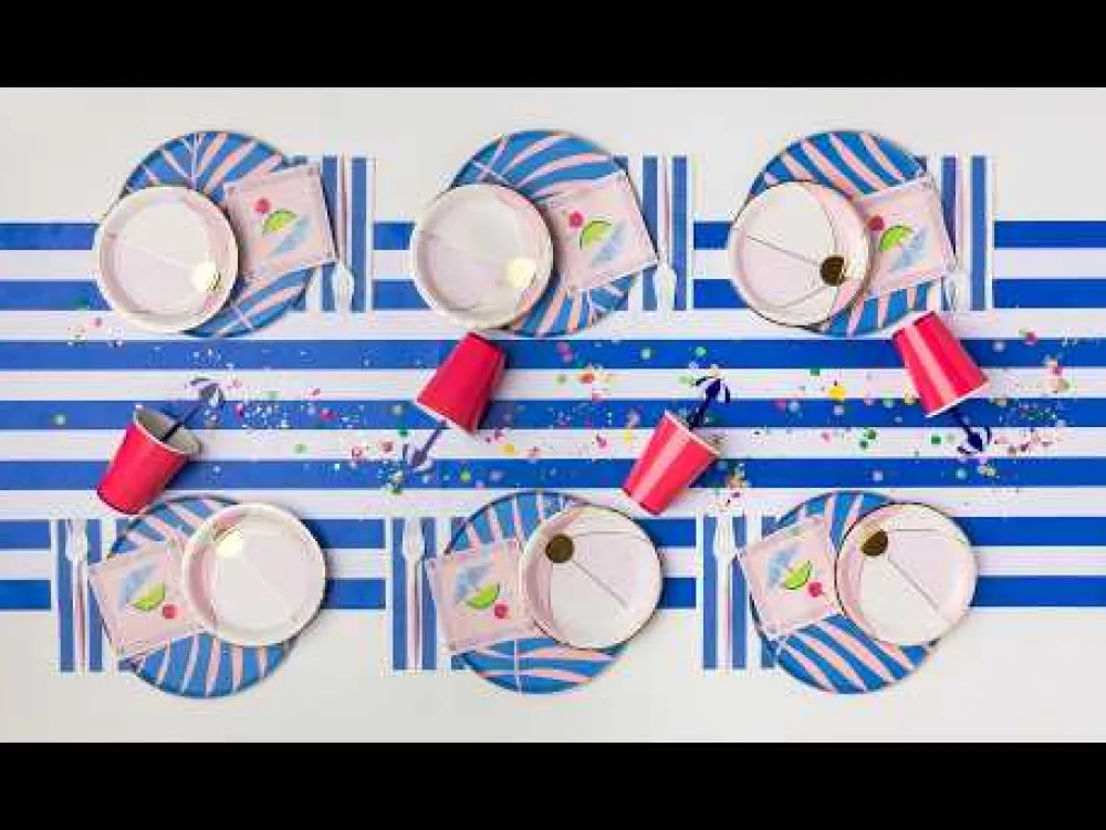 Clearance Bonjour Fete Palisades Blue Signature Cabana Stripe Guest Towels