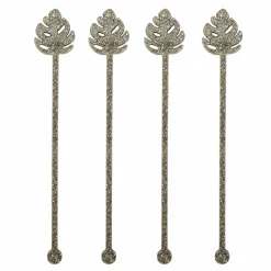 Best Packed Party Palm Leaf Glitter Acrylic Drink Stirrers (4 ct)