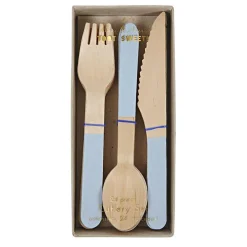 Meri Meri Pastel Blue Wooden Cutlery
