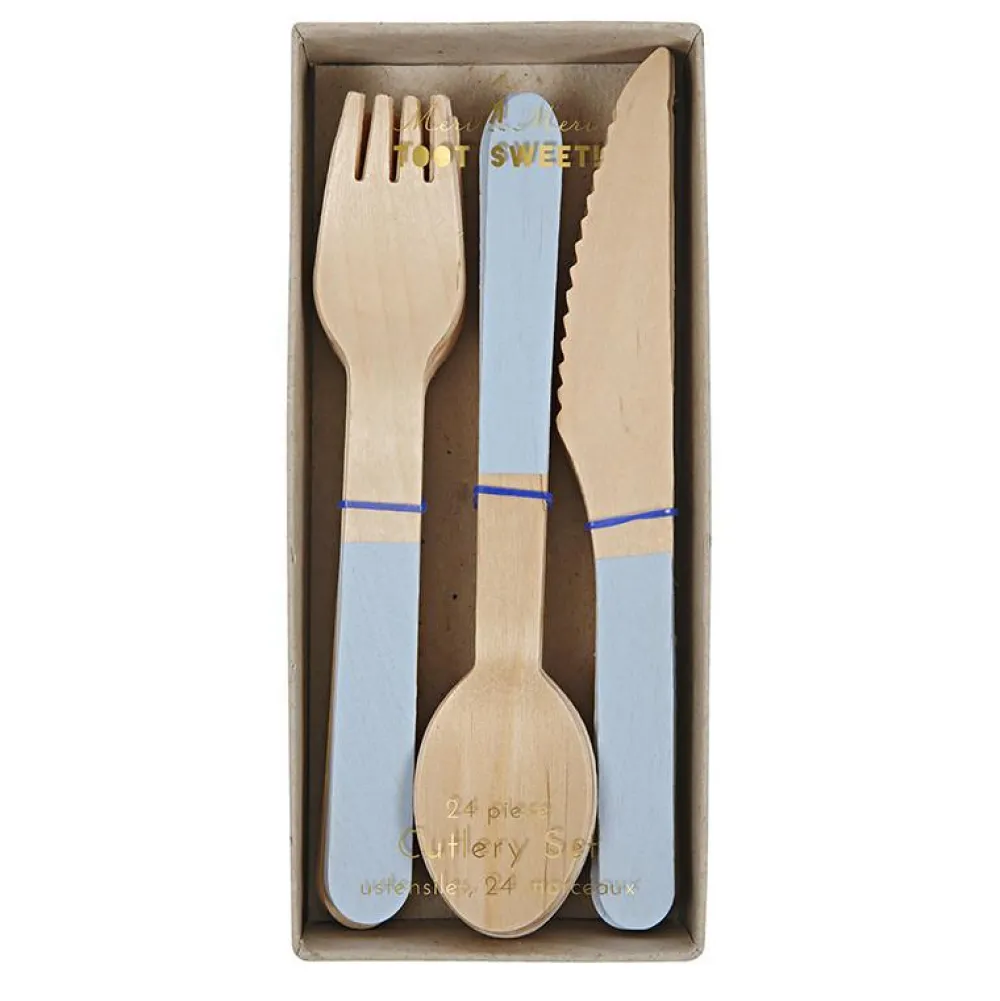 Meri Meri Pastel Blue Wooden Cutlery