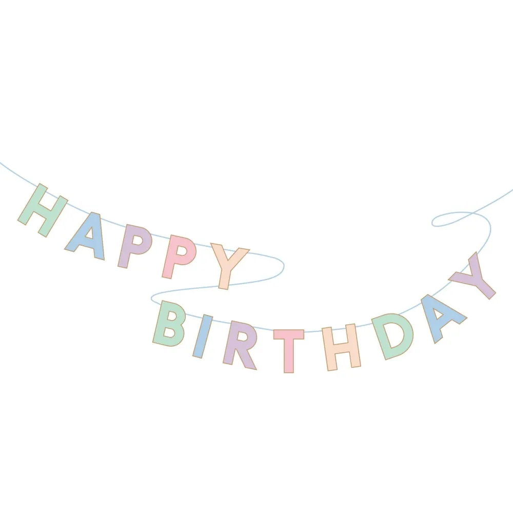 Best Bonjour Fete Pastel Happy Birthday Banner