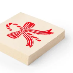 Sale Bonjour Fete Peppermint Bow Cocktail Napkins