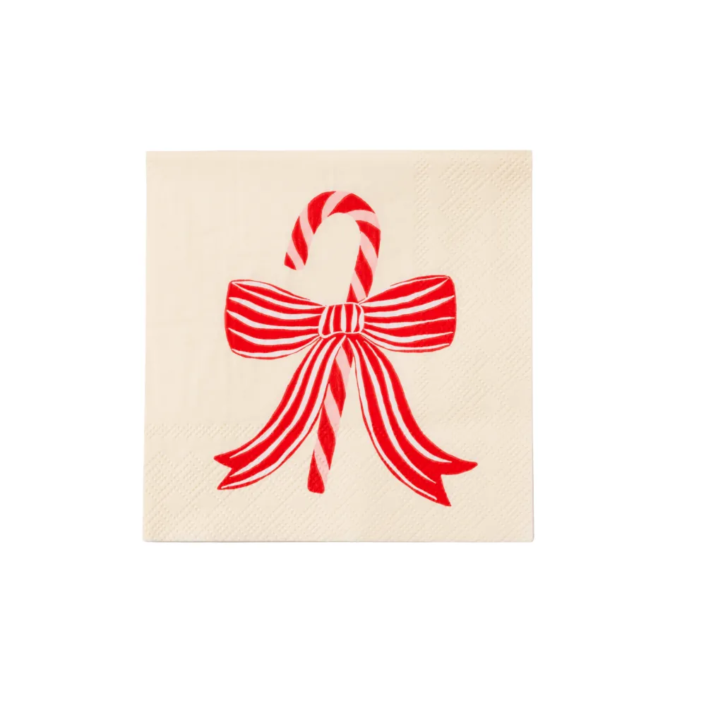Sale Bonjour Fete Peppermint Bow Cocktail Napkins