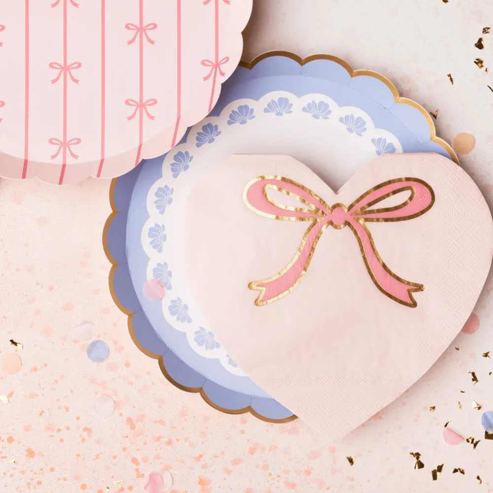 Sale Bonjour Fete Petal Pink Bow Heart Large Napkins