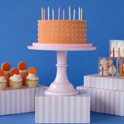 New Bonjour Fete Petal Pink Cabana Stripe Display Box Risers