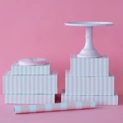New Bonjour Fete Petal Pink Cabana Stripe Display Box Risers