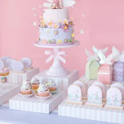 New Bonjour Fete Petal Pink Cabana Stripe Display Box Risers