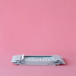 New Bonjour Fete Petal Pink Cabana Stripe Display Box Risers