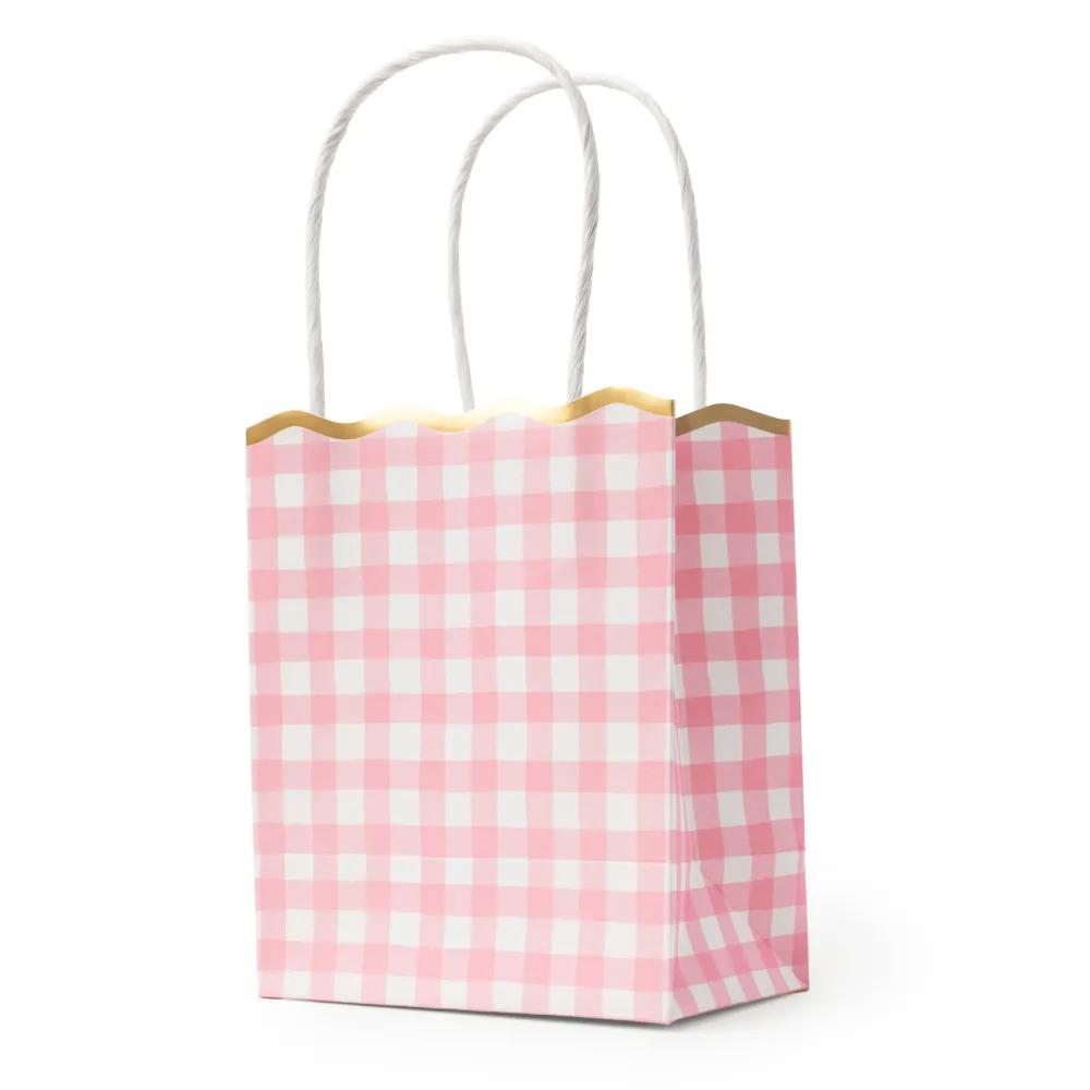 Outlet Bonjour Fete Petal Pink Gingham Favor Bags