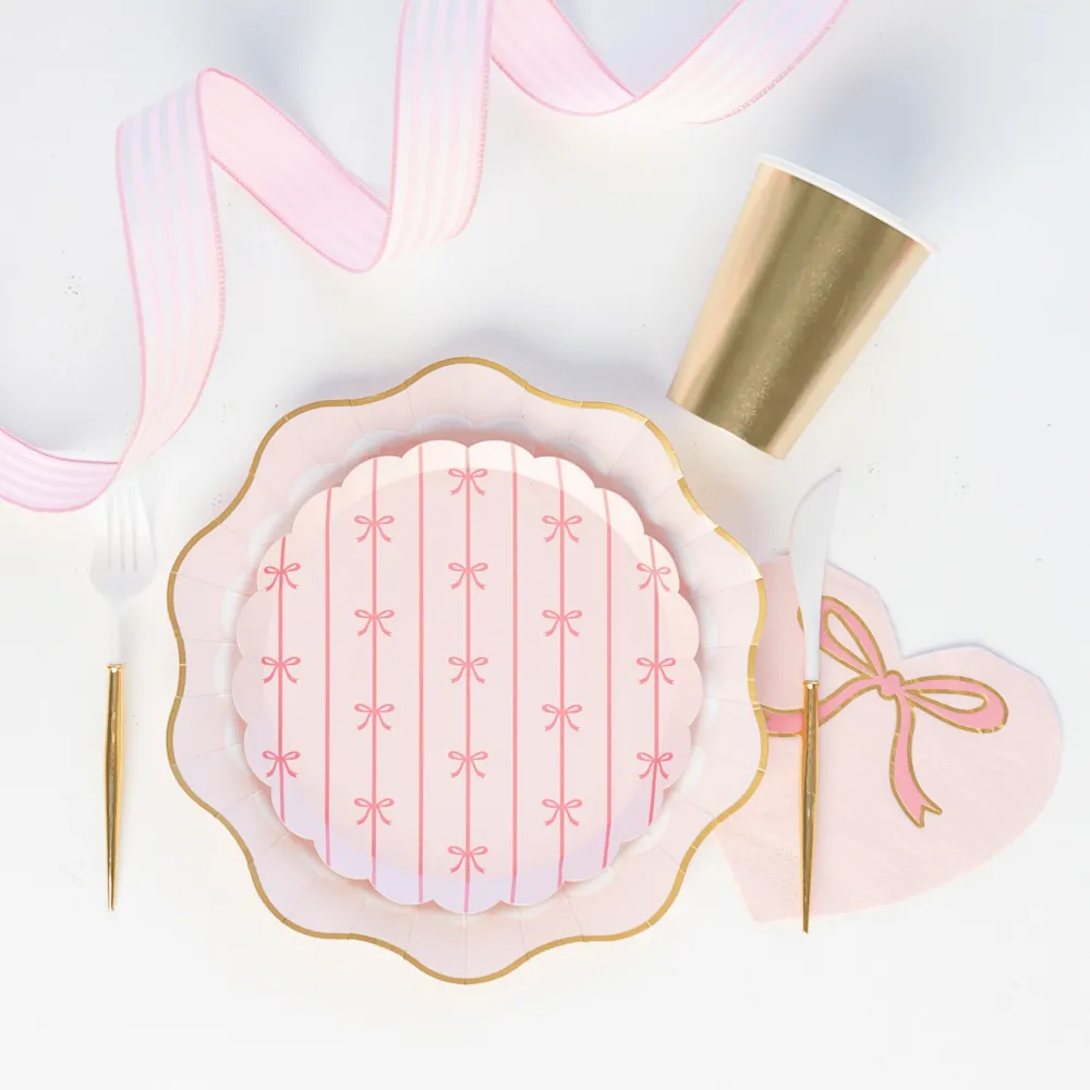 New Bonjour Fete Petal Pink Signature Bow Small Plates