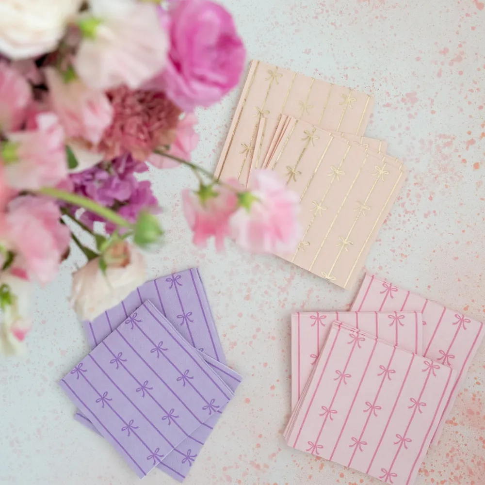 Outlet Bonjour Fete Petal Pink Signature Bow Small Napkins