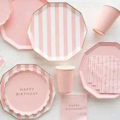 Clearance Bonjour Fete Petal Pink Signature Cabana Stripe Plates