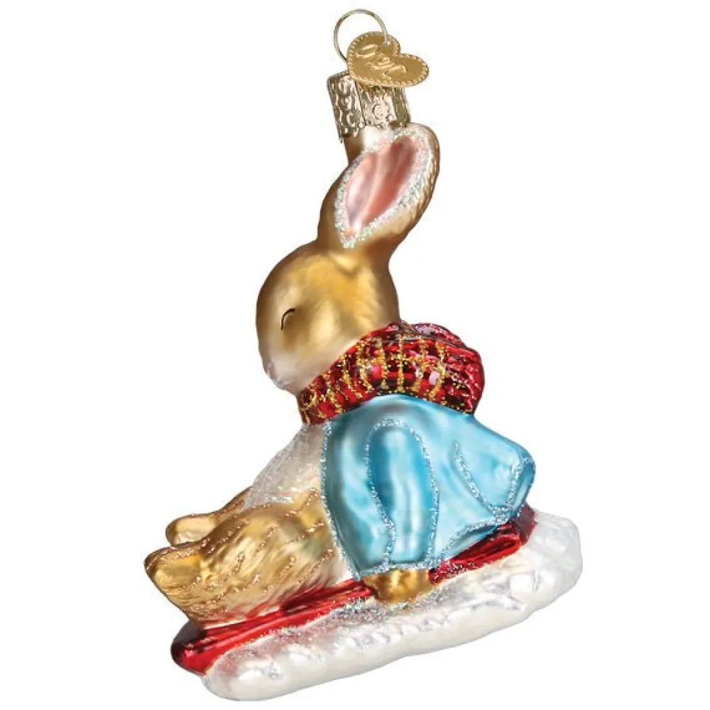 New Old World Christmas Peter Rabbit On Sled Ornament