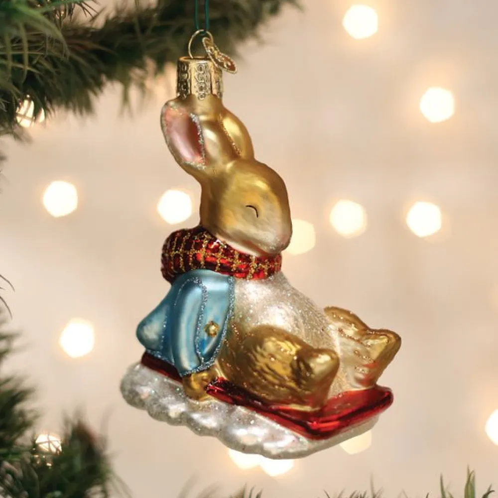 New Old World Christmas Peter Rabbit On Sled Ornament