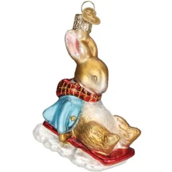 New Old World Christmas Peter Rabbit On Sled Ornament