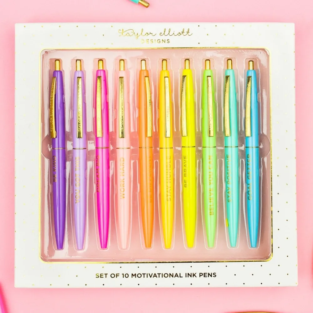 Hot Taylor Elliott Designs 10 Piece Motivational Pen Set