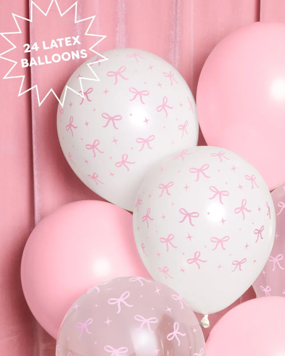 Hot xo, Fetti Pink Bow Bridal Latex Balloons