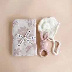 The Blueberry Hill Pink Bunny Baby Teether Toy