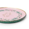 Sale Bonjour Fete Pink Christmas Wreath Dessert Plates