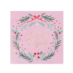Discount Bonjour Fete Pink Christmas Wreath Large Napkins