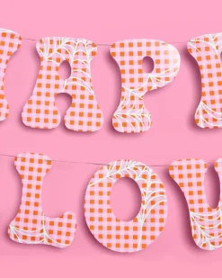 New xo, Fetti Pink Gingham Happy Halloween Banner