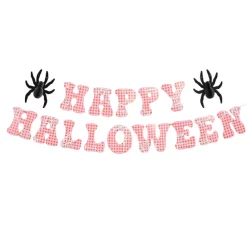 New xo, Fetti Pink Gingham Happy Halloween Banner