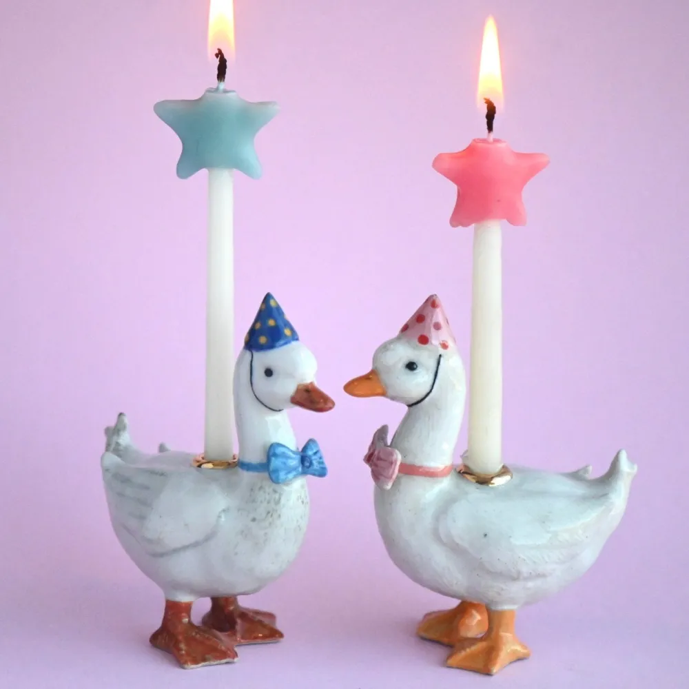 Camp Hollow Pink Goose Birthday Candle Holder