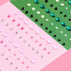xo, Fetti Pink & Green Face Gems - Emerald & Rose Set