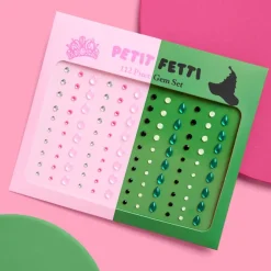 xo, Fetti Pink & Green Face Gems - Emerald & Rose Set
