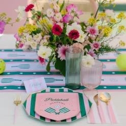 Outlet Bonjour Fete Pink & Green Signature Cabana Stripe Large Plates