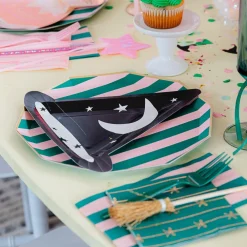 Outlet Bonjour Fete Pink & Green Signature Cabana Stripe Large Plates