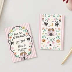 Sale Bonjour Fete Pink Haunted House Cottagecore Digital Party Invitation