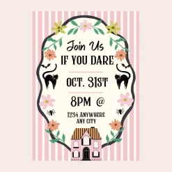 Sale Bonjour Fete Pink Haunted House Cottagecore Digital Party Invitation