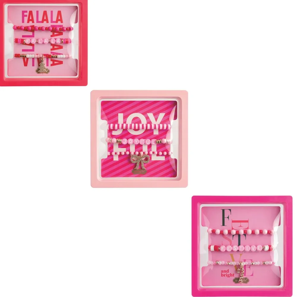 Best Mud Pie Pink Holiday Bracelet Set