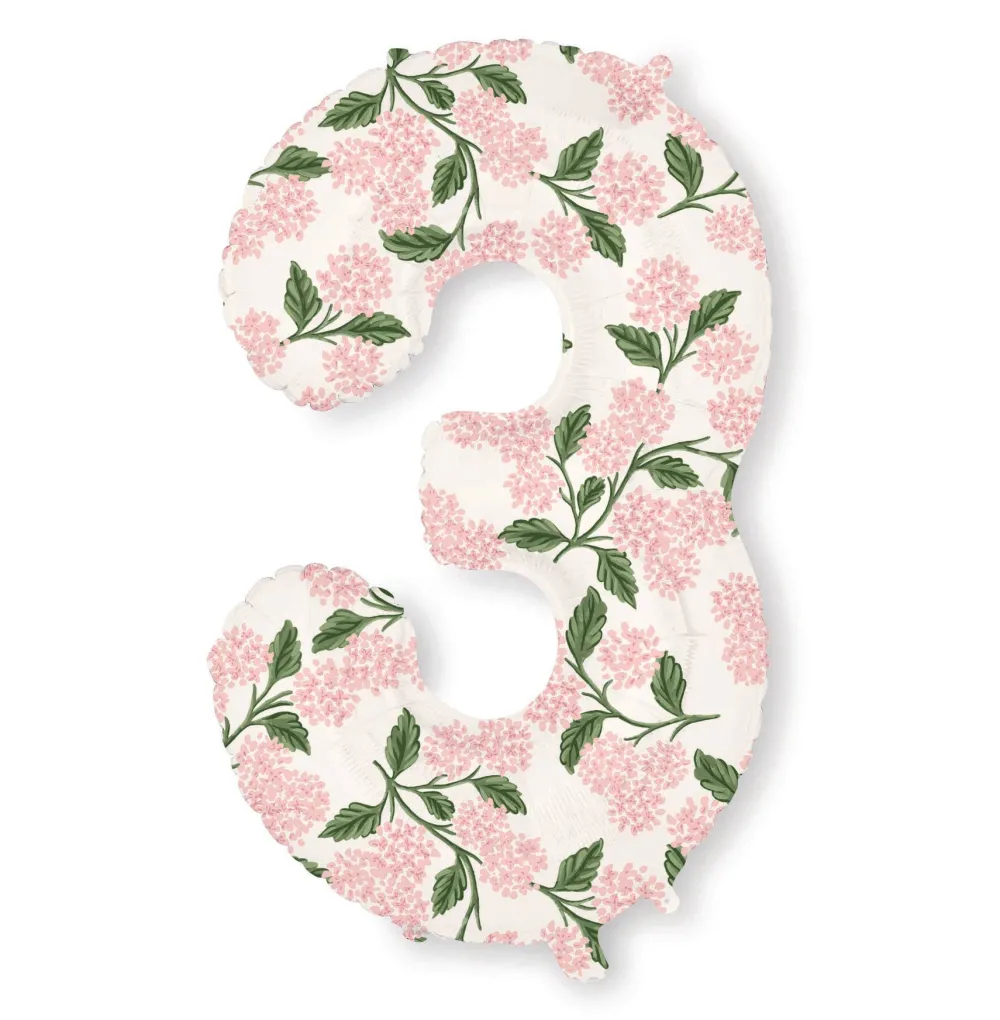 Rifle Paper Co Pink Hydrangea Number Foil Balloon