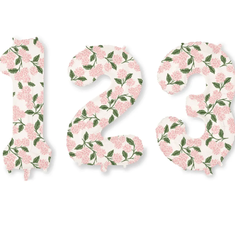Rifle Paper Co Pink Hydrangea Number Foil Balloon