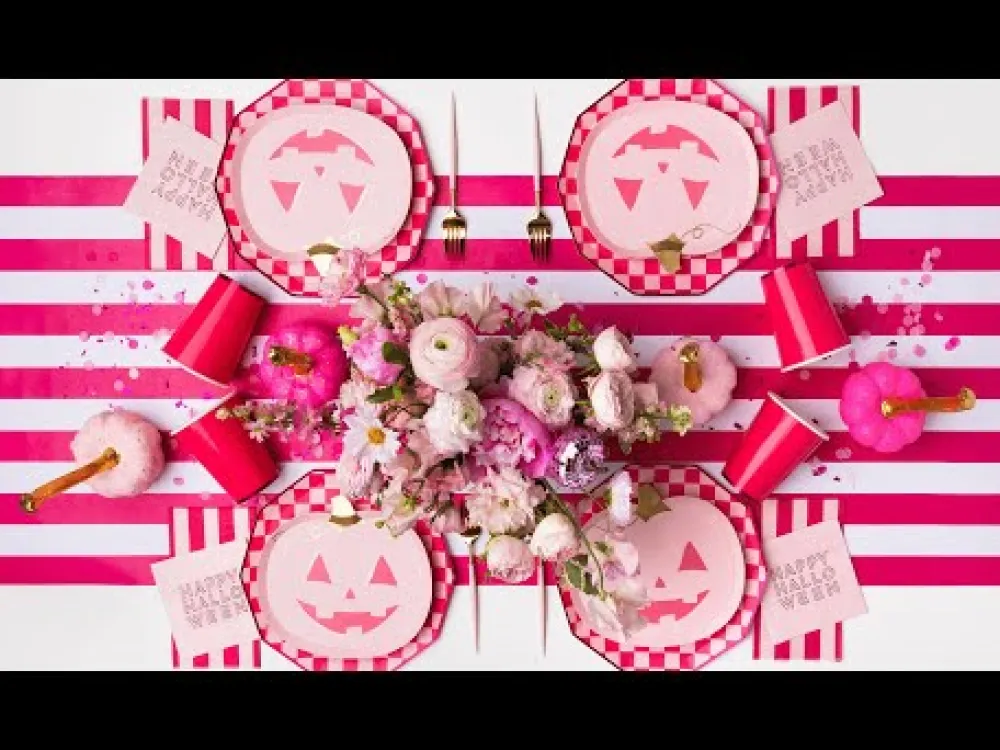 Bonjour Fete Pink Jack-O-Lantern Small Plates