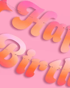 Outlet xo, Fetti Pink & Orange Happy Birthday Banner