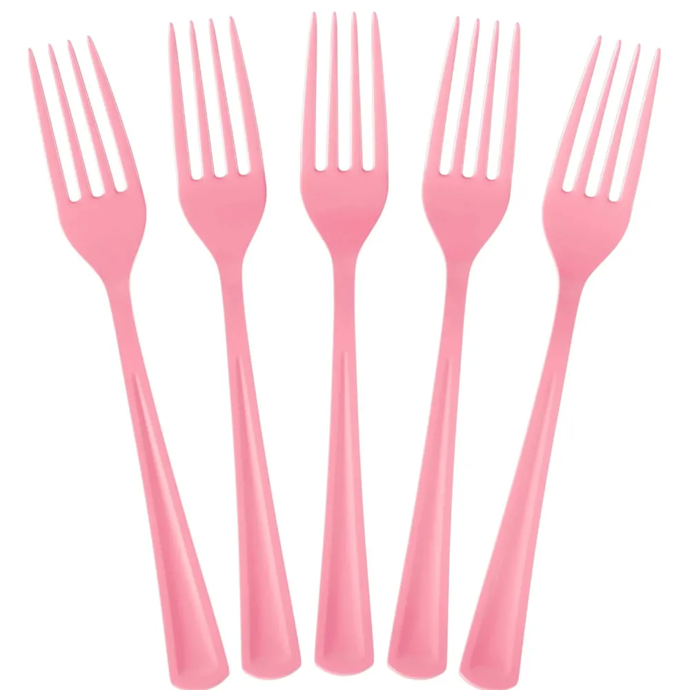Sale Crown Display Pink Plastic Forks