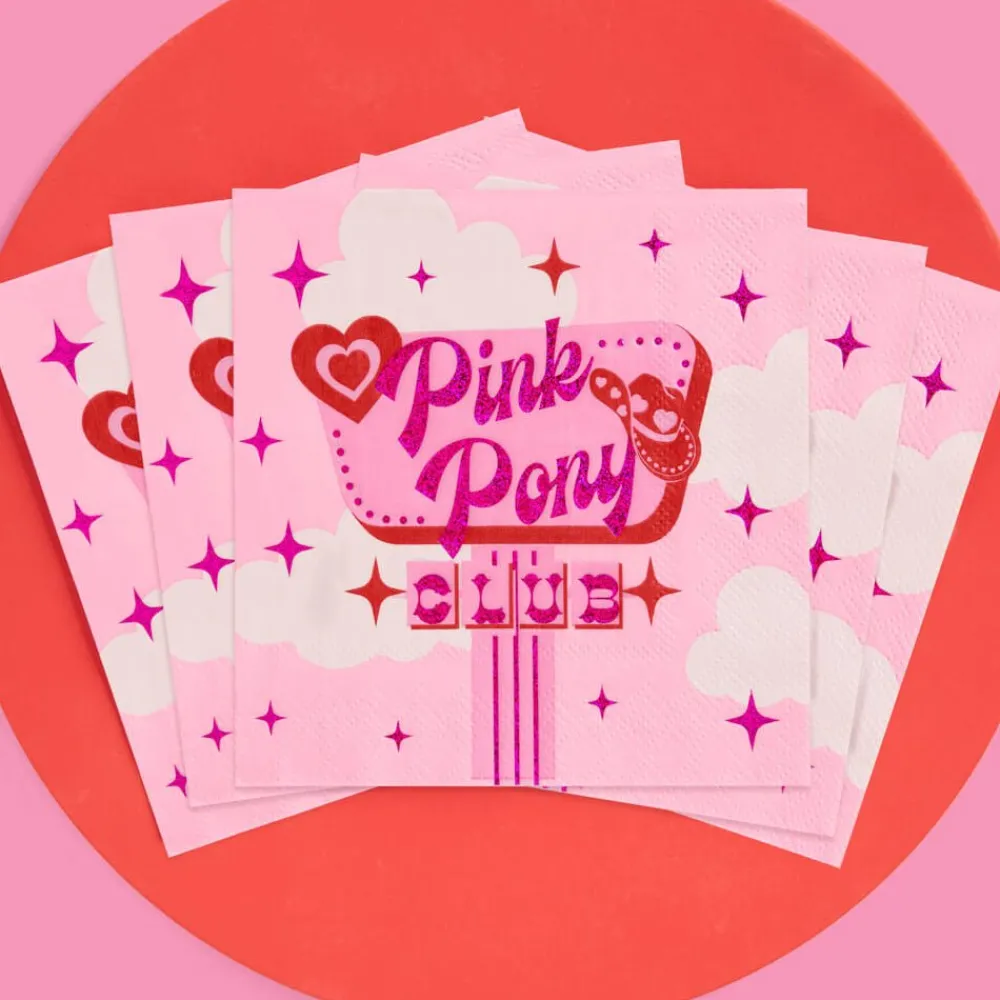 xo, Fetti Pink Pony Club Cocktail Napkins