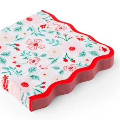 New Bonjour Fete Pink & Red Floral Dinner Napkins
