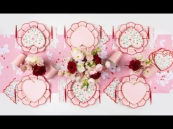 New Bonjour Fete Pink & Red Floral Dinner Napkins