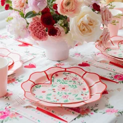 Best Bonjour Fete Pink & Red Floral Dinner Plates