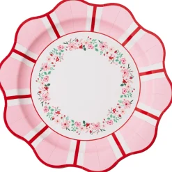 Best Bonjour Fete Pink & Red Floral Dinner Plates