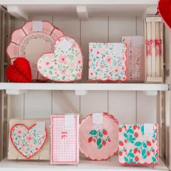 Sale Bonjour Fete Pink & Red Floral Heart Large Napkins