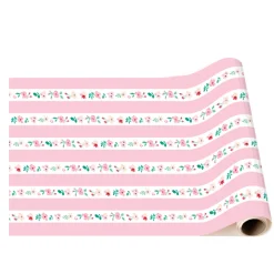 New Bonjour Fete Pink & Red Floral Stripe Table Runner