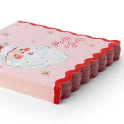 Hot Bonjour Fete Pink & Red Santa Large Napkins