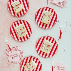 Outlet Bonjour Fete Pink & Red Signature Cabana Stripe Plates