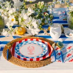 Outlet Bonjour Fete Pink & Red Signature Cabana Stripe Plates